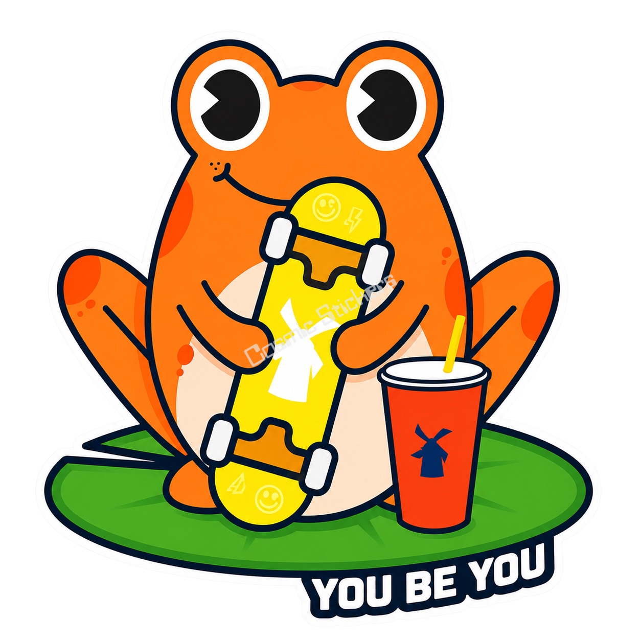 Dutch Coffee Frogs - Orange Frog W/ Skateboard