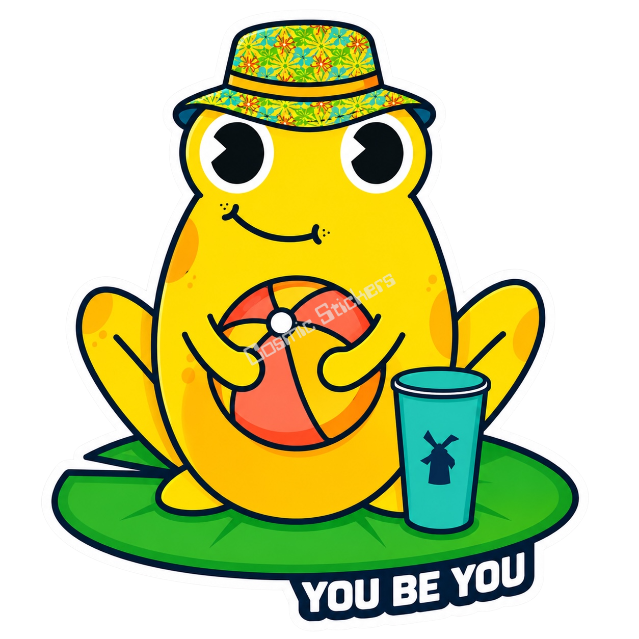 Dutch Coffee Frogs - Yellow Frog W/ Hat & Beach Ball