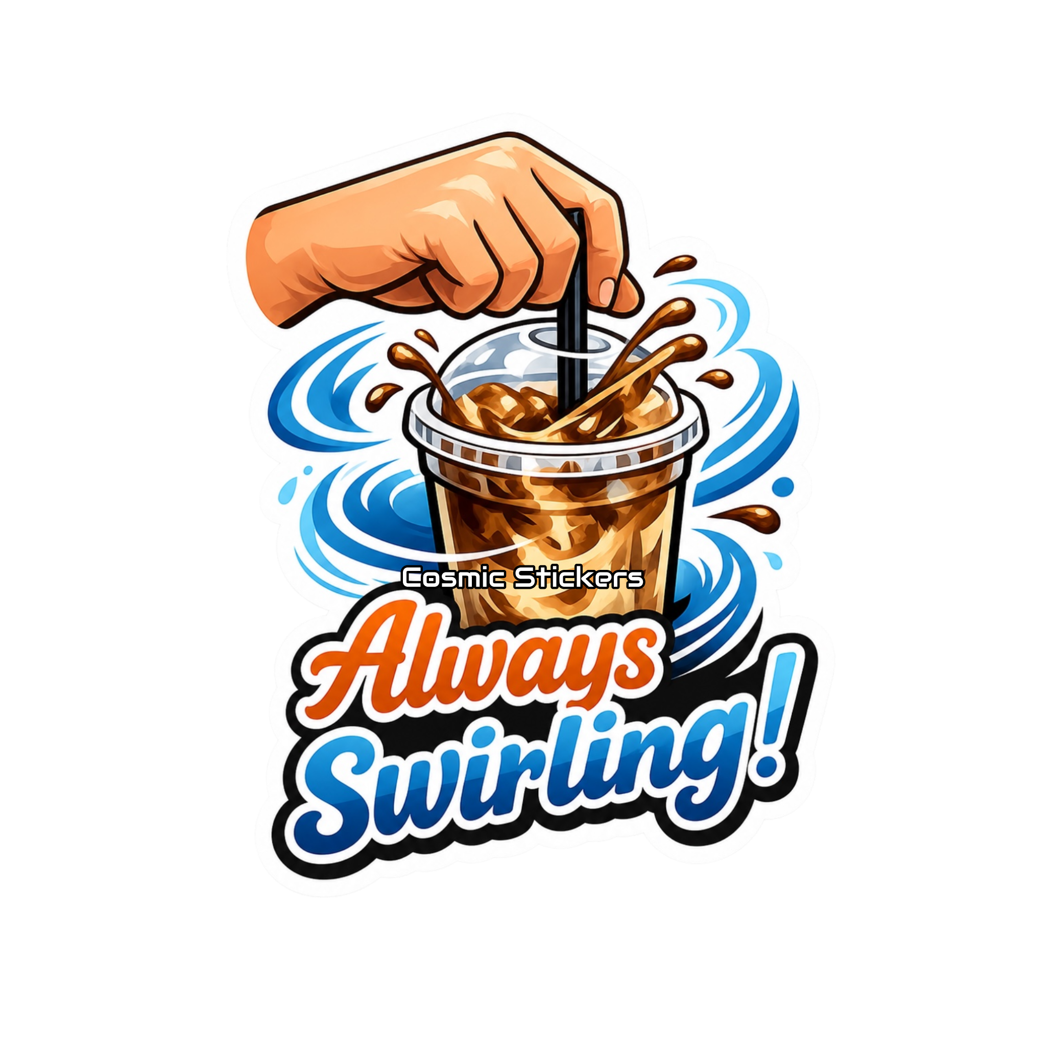 Always Swirling Iced Coffee Sticker - Classic Blue