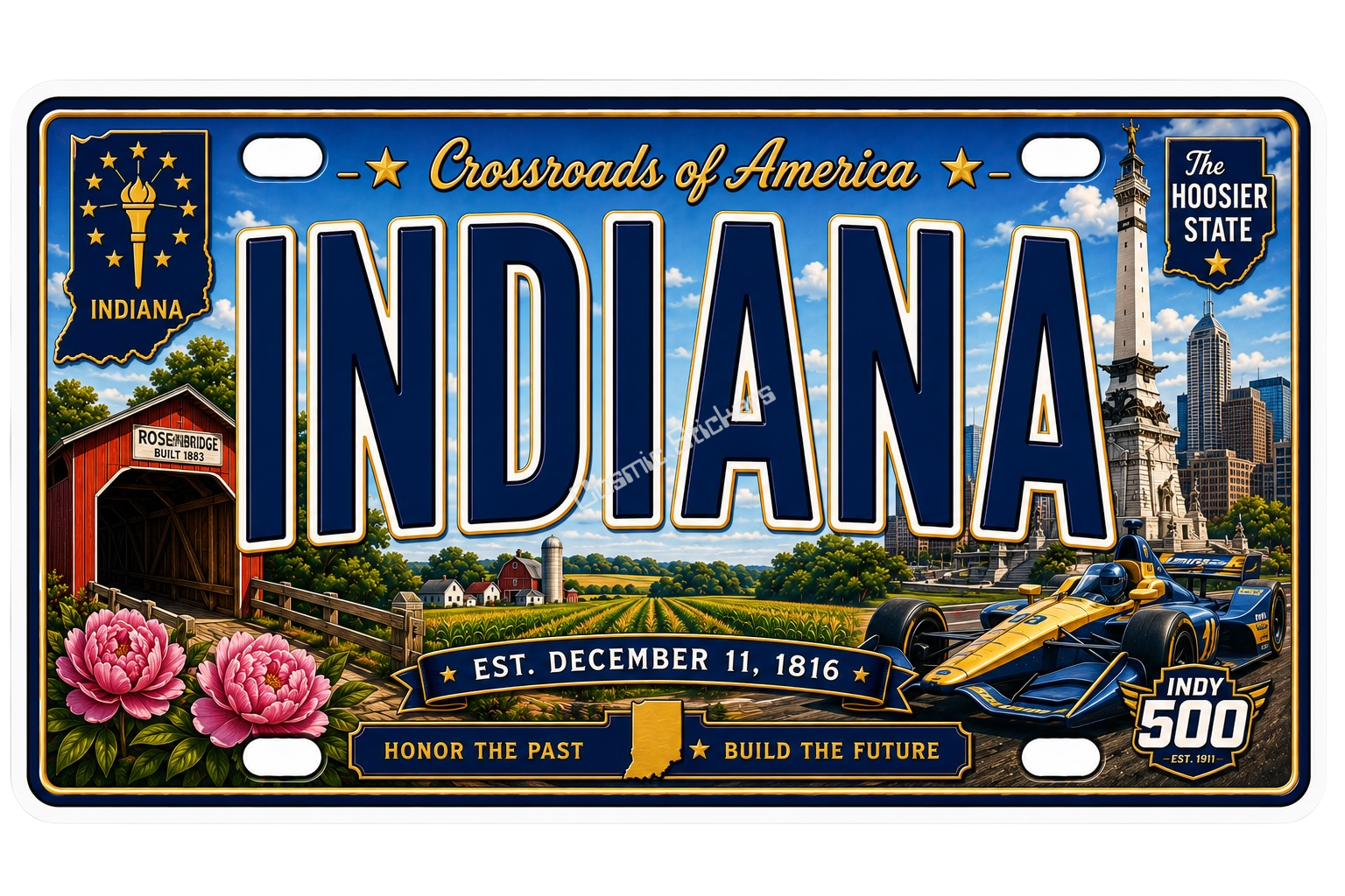 50 State License Plate Sticker Collection •IN•