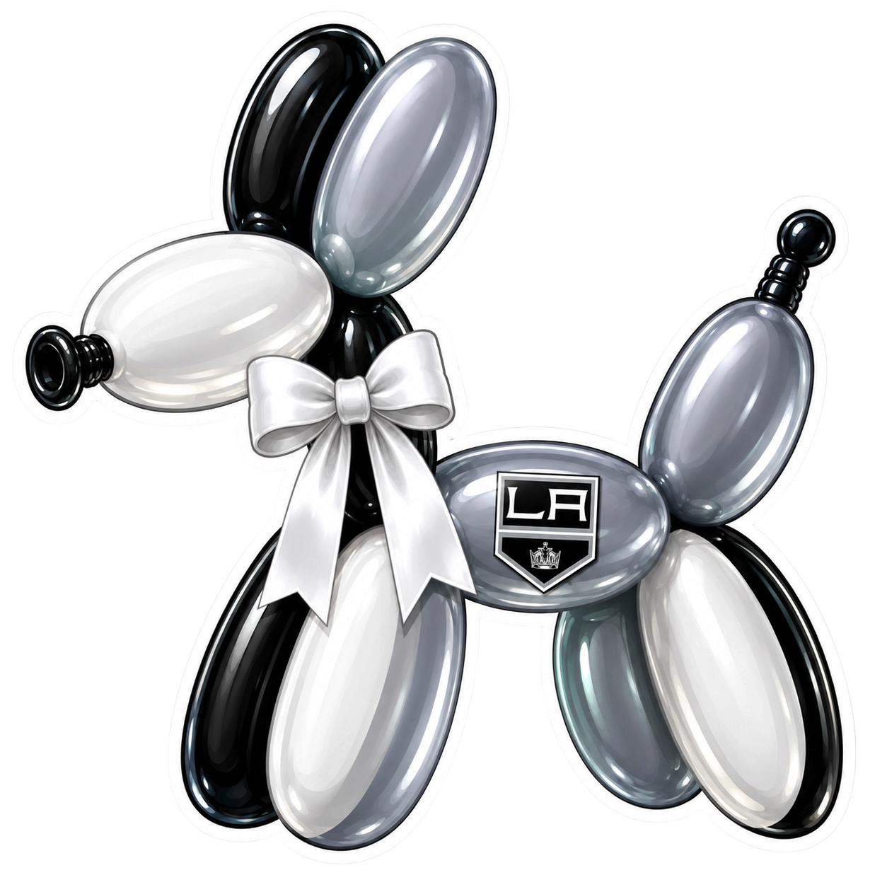 Balloon Animal Stickers - Black & Gray w/ LA K Logo & Bow