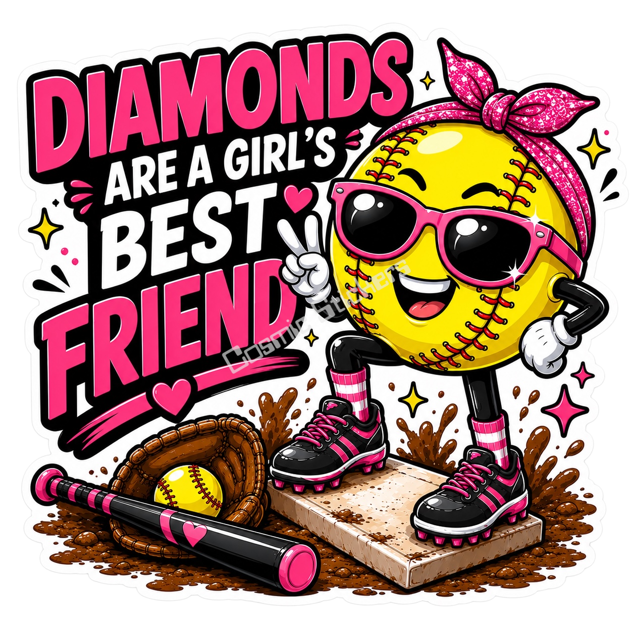 Girls Softball - Diamonds Are A Girls Best Friend