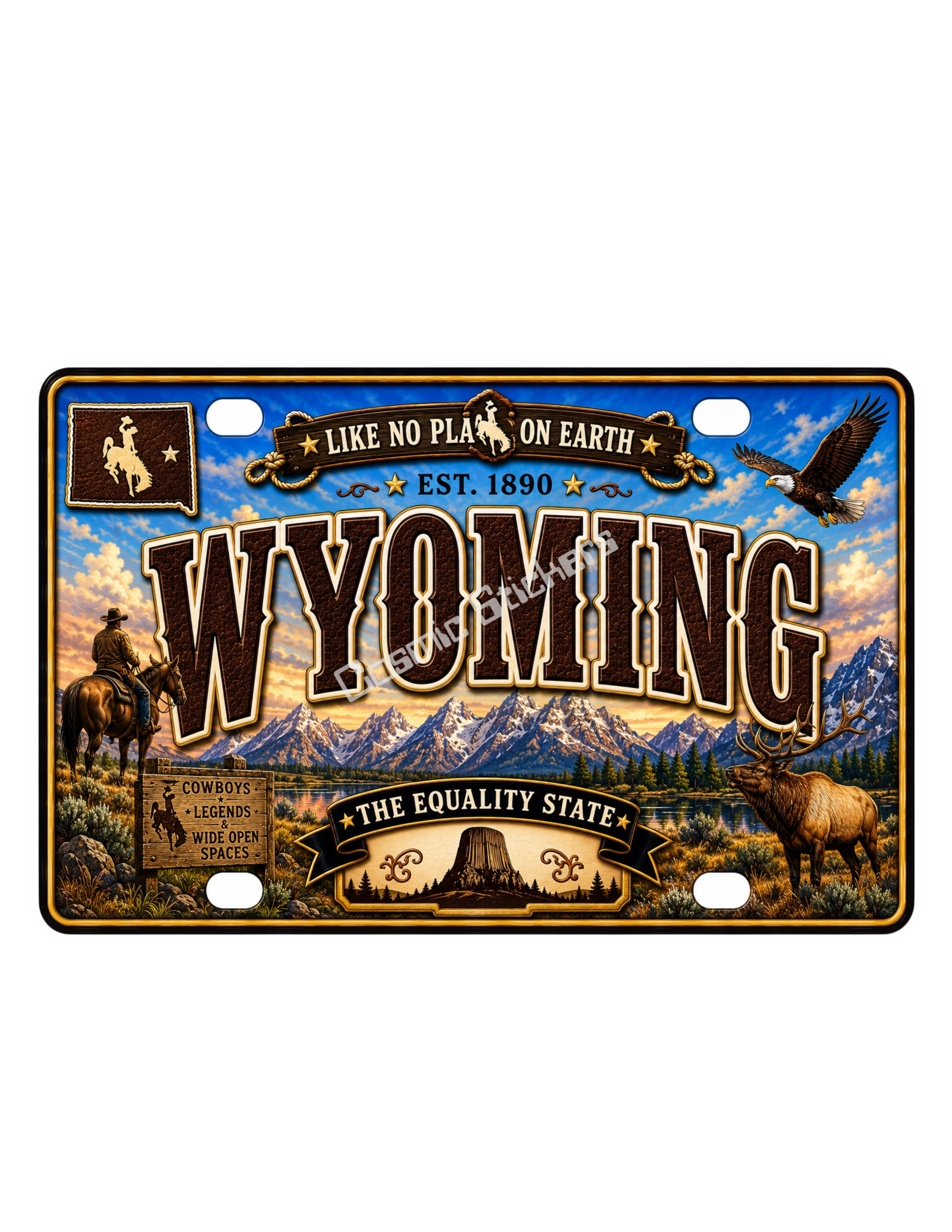 50 State License Plate Sticker Collection •WY•