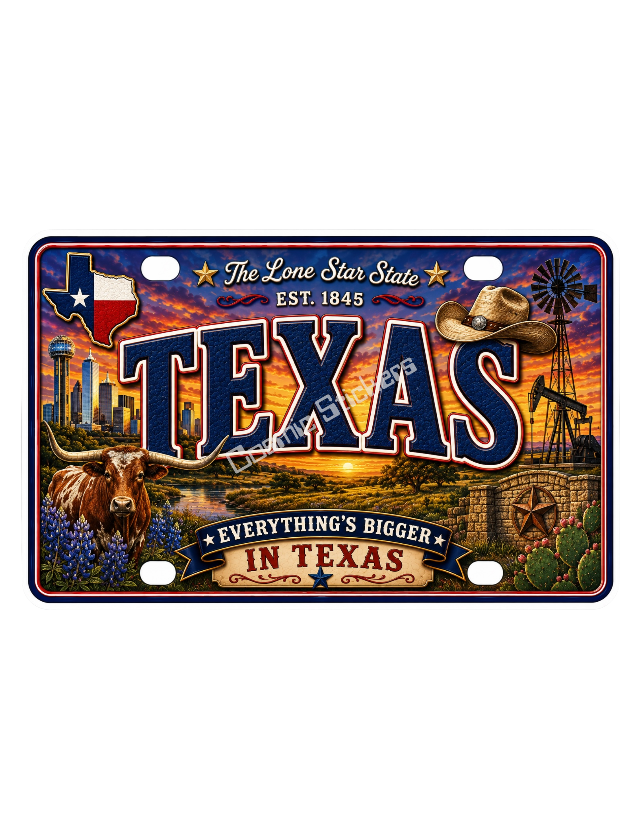 50 State License Plate Sticker Collection •TX•