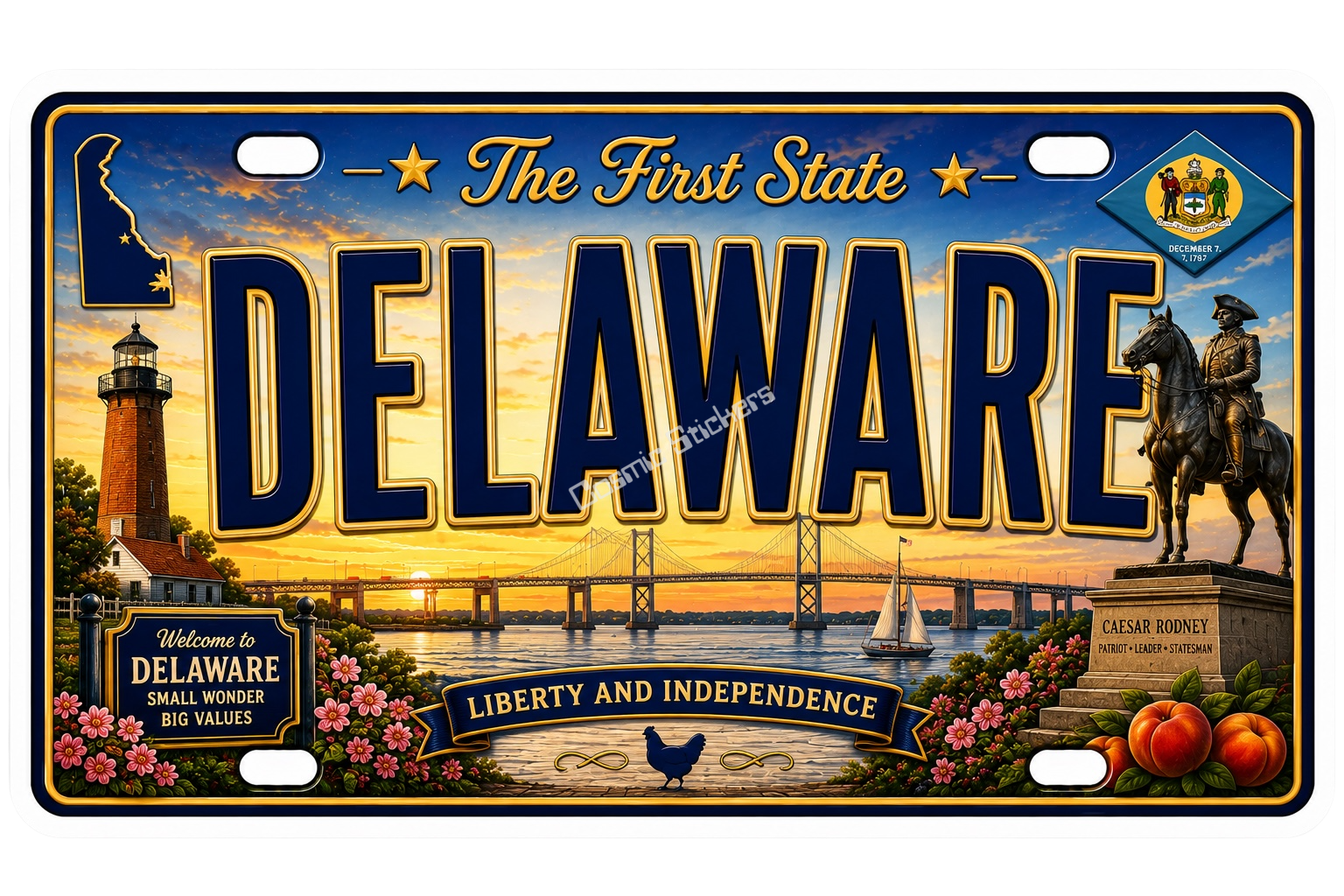 50 State License Plate Sticker Collection •DE•