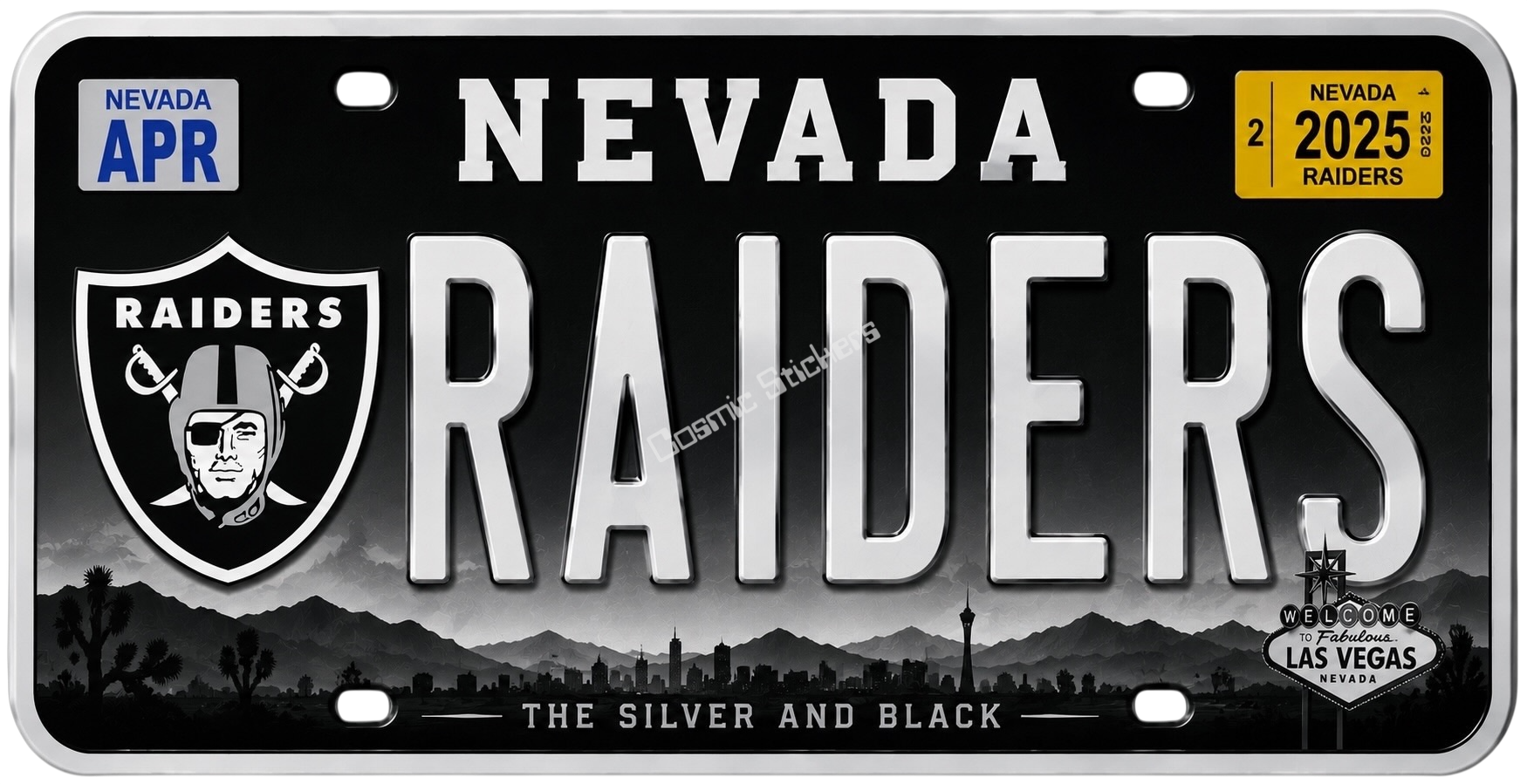 Sports Team License Plate Frame Sticker - Raiders