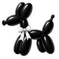 Balloon Animal Stickers -  Black. w/ White Bow