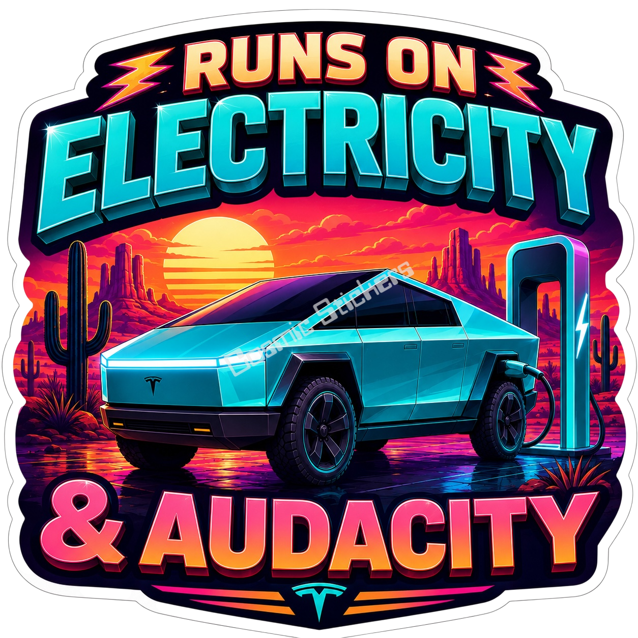Tesla Sticker - Runs on Electricity