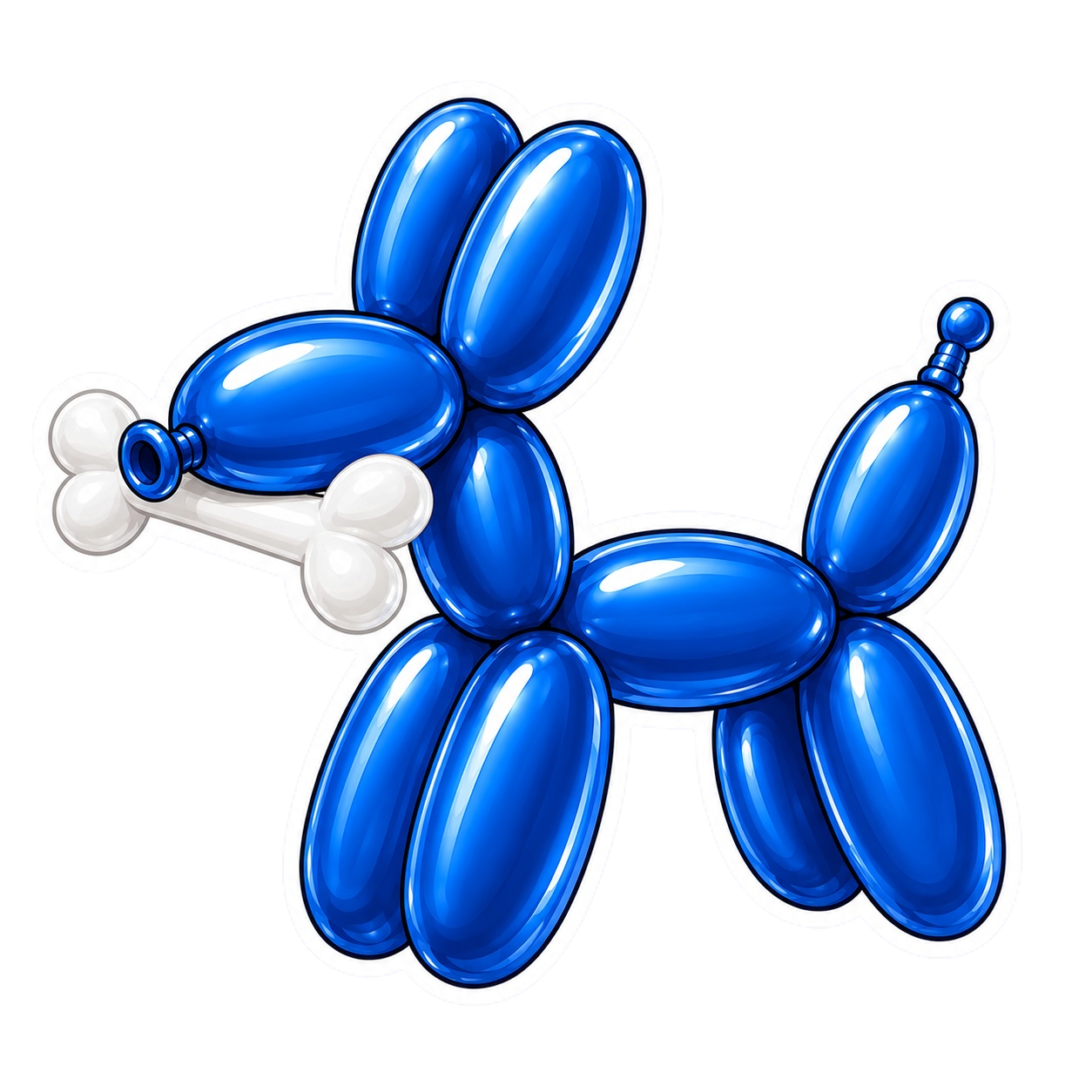 Balloon Animal Stickers - Dark Blue w/ Bone