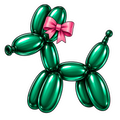 Balloon Animal Stickers - Emerald Green w/ Pink Bow