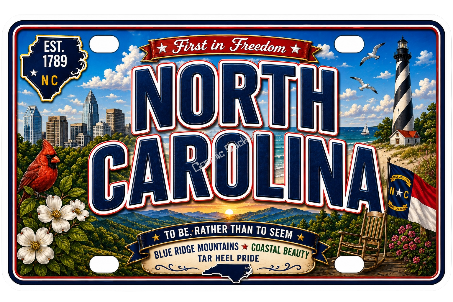 50 State License Plate Sticker Collection •NC•
