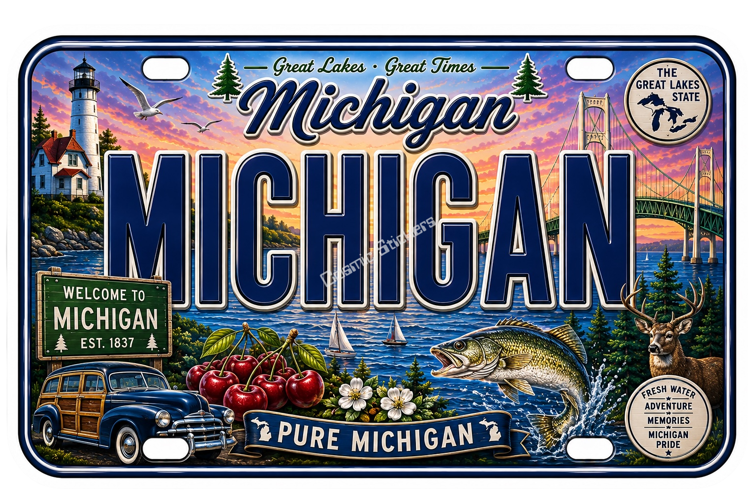 50 State License Plate Sticker Collection •MI•