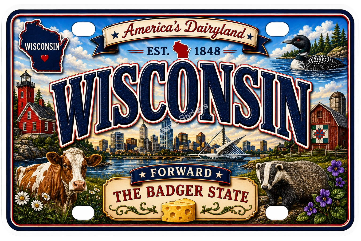 50 State License Plate Sticker Collection •WI•