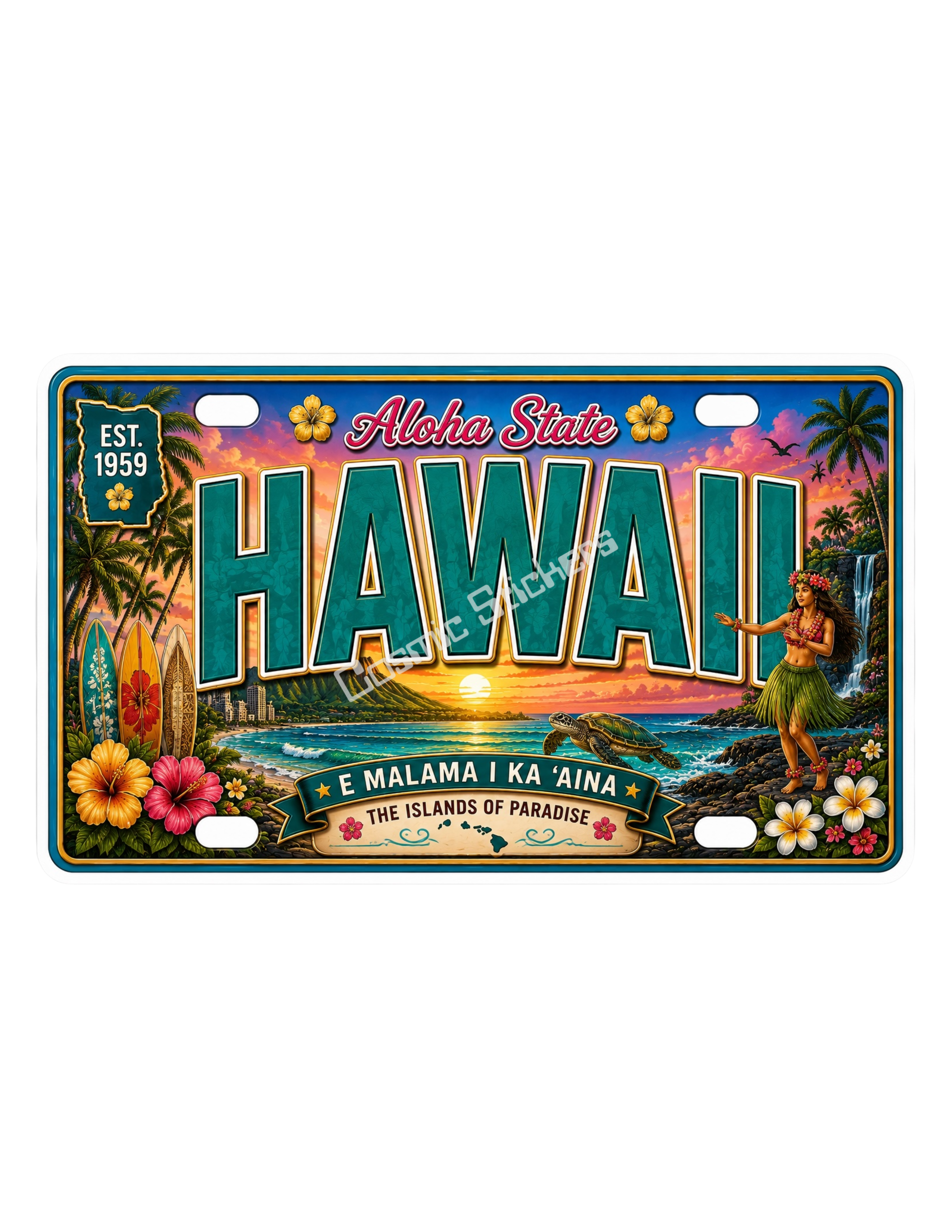 50 State License Plate Sticker Collection •HI•