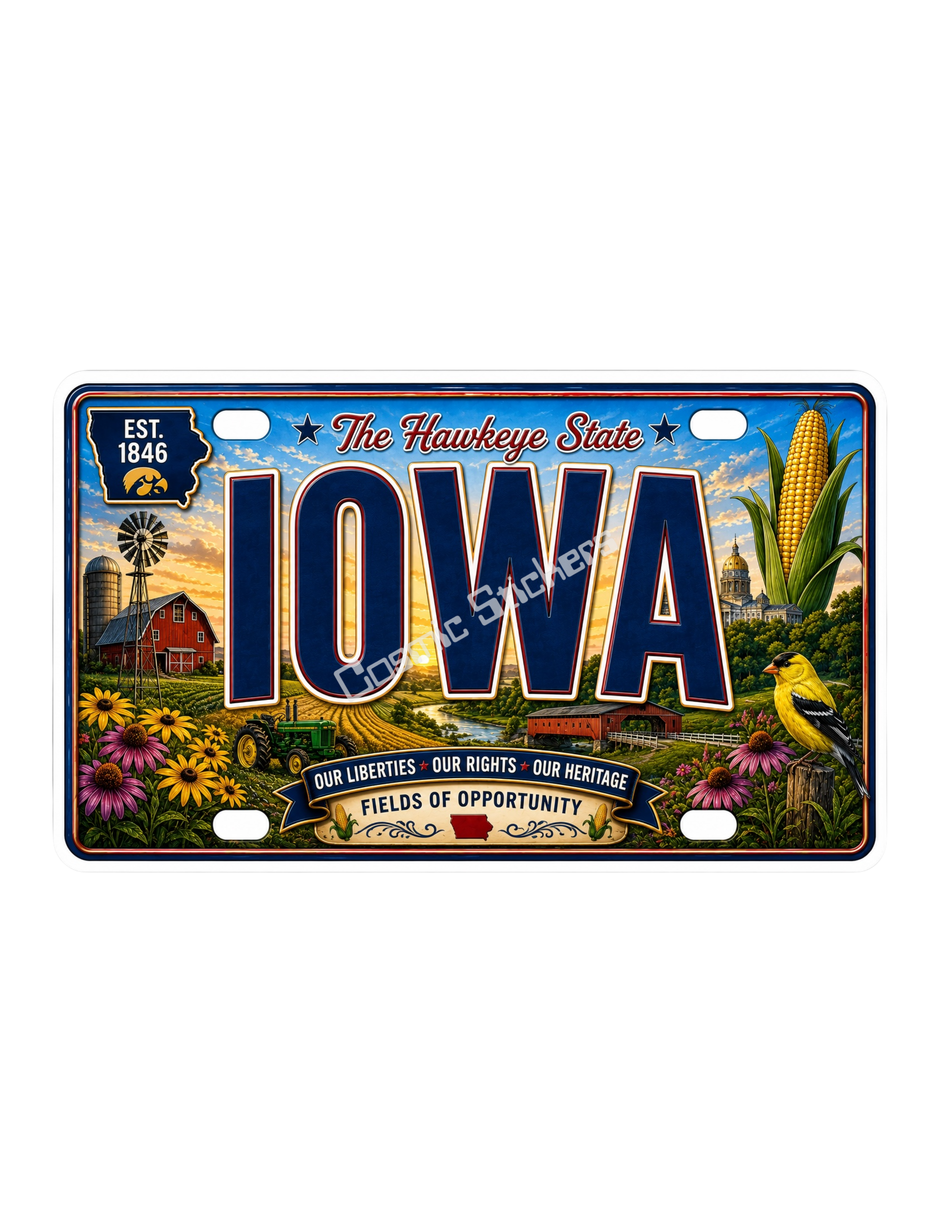 50 State License Plate Sticker Collection •IA•