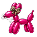 Balloon Animal Stickers - Dark Pink w/ Leopard Bow & Bone