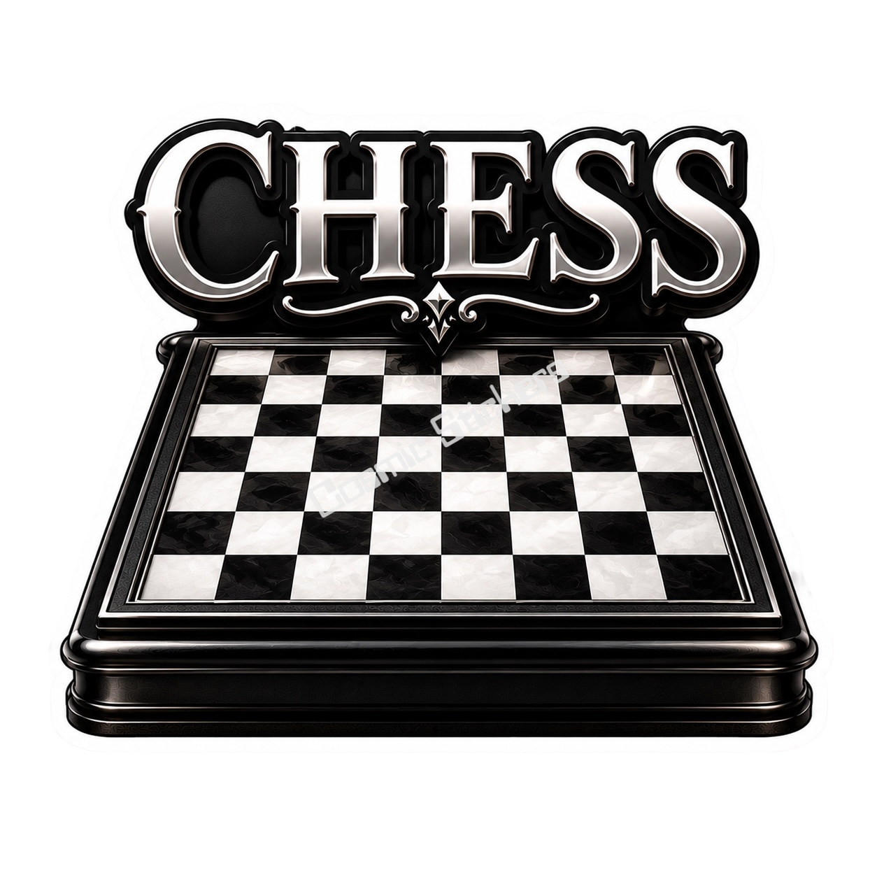 Classic Chess Board •Silver Lettering•