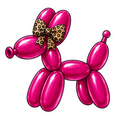 Balloon Animal Stickers -  Dark Pink w/ Leopard Bow