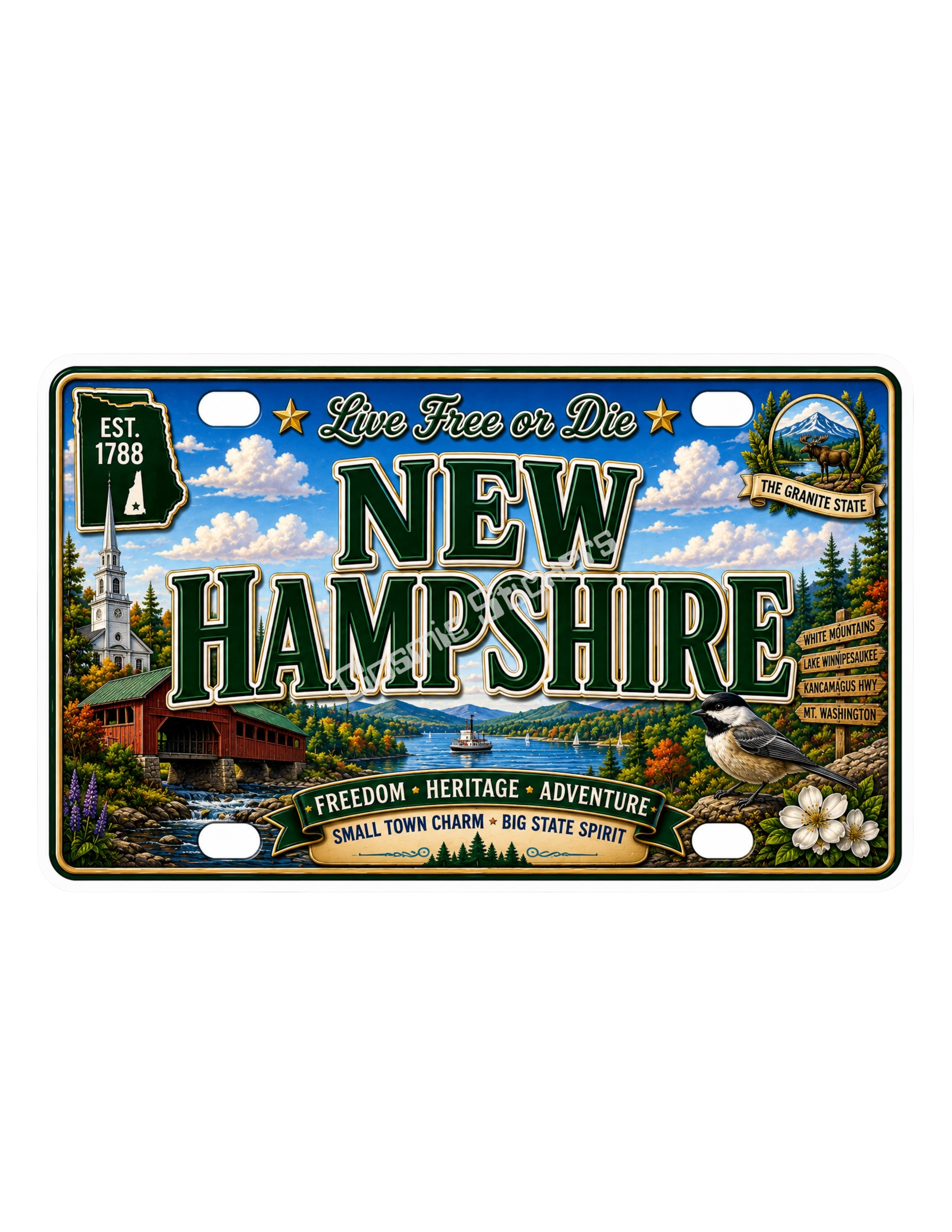 50 State License Plate Sticker Collection •NH•