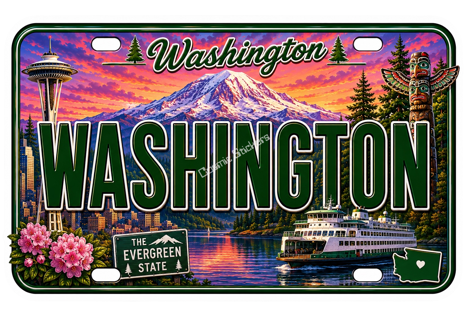 50 State License Plate Sticker Collection •WA•