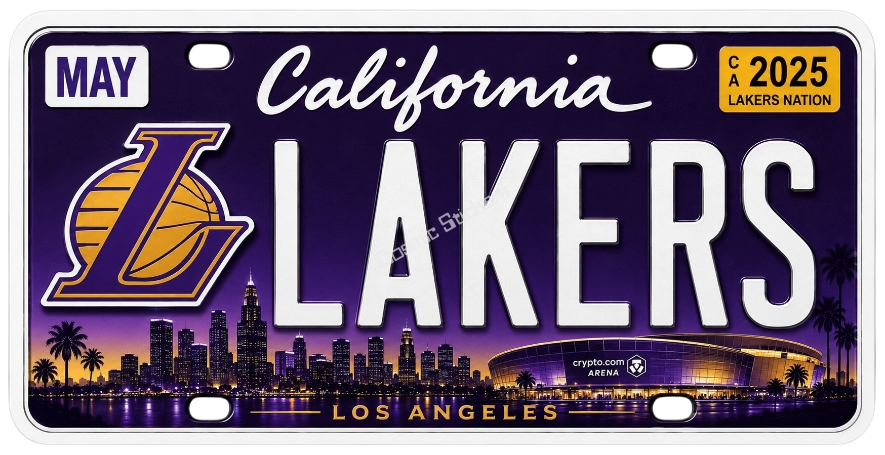 Sports Team License Plate Frame Sticker - Lakers