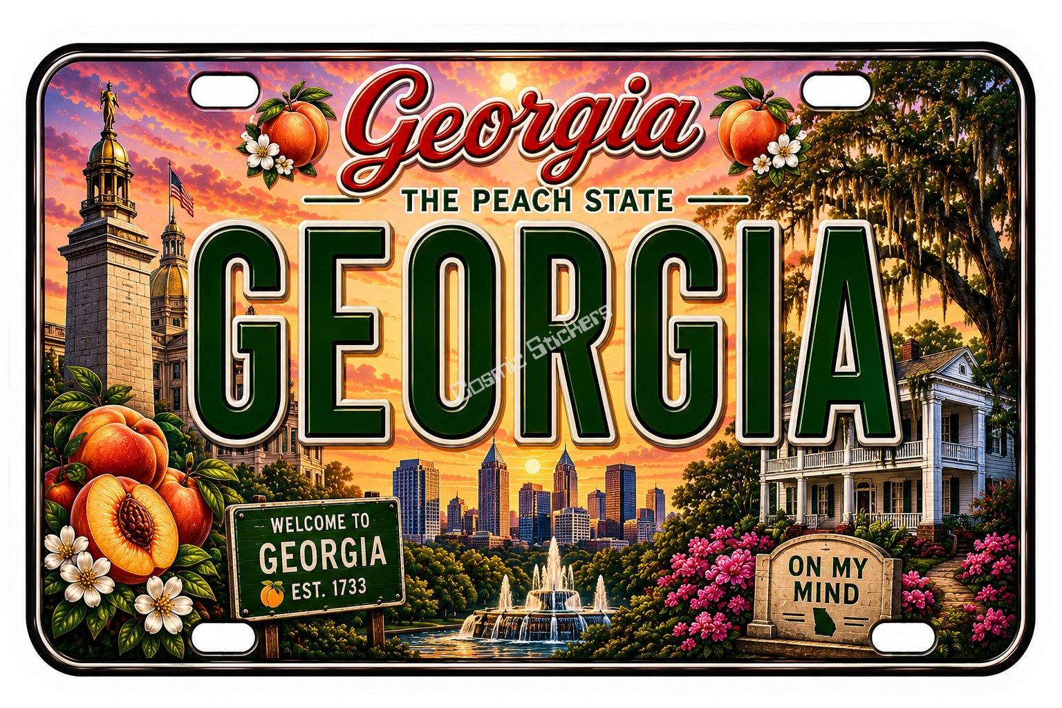 50 State License Plate Sticker Collection •GA•