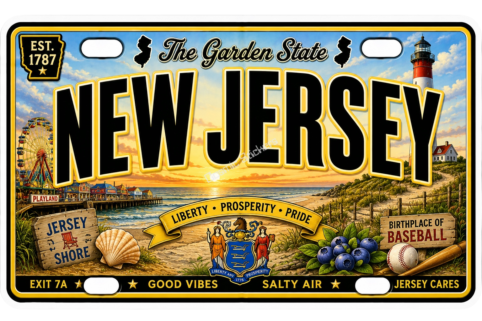 50 State License Plate Sticker Collection •NJ•