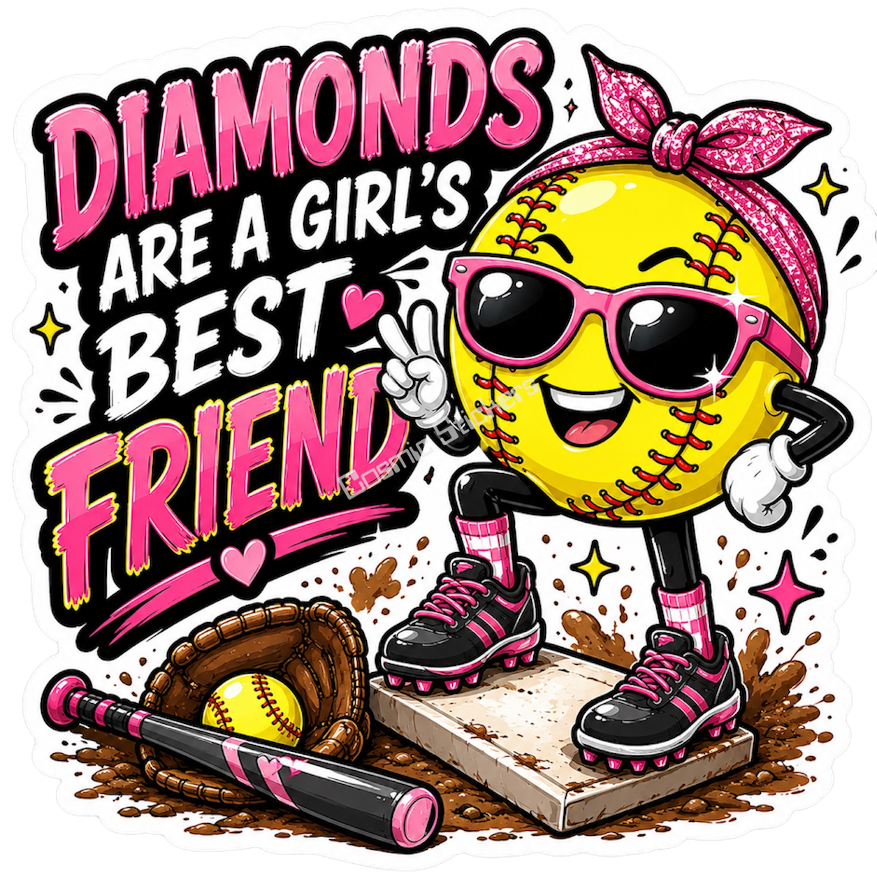 Girls Softball - Diamonds Are A Girls Best Friend