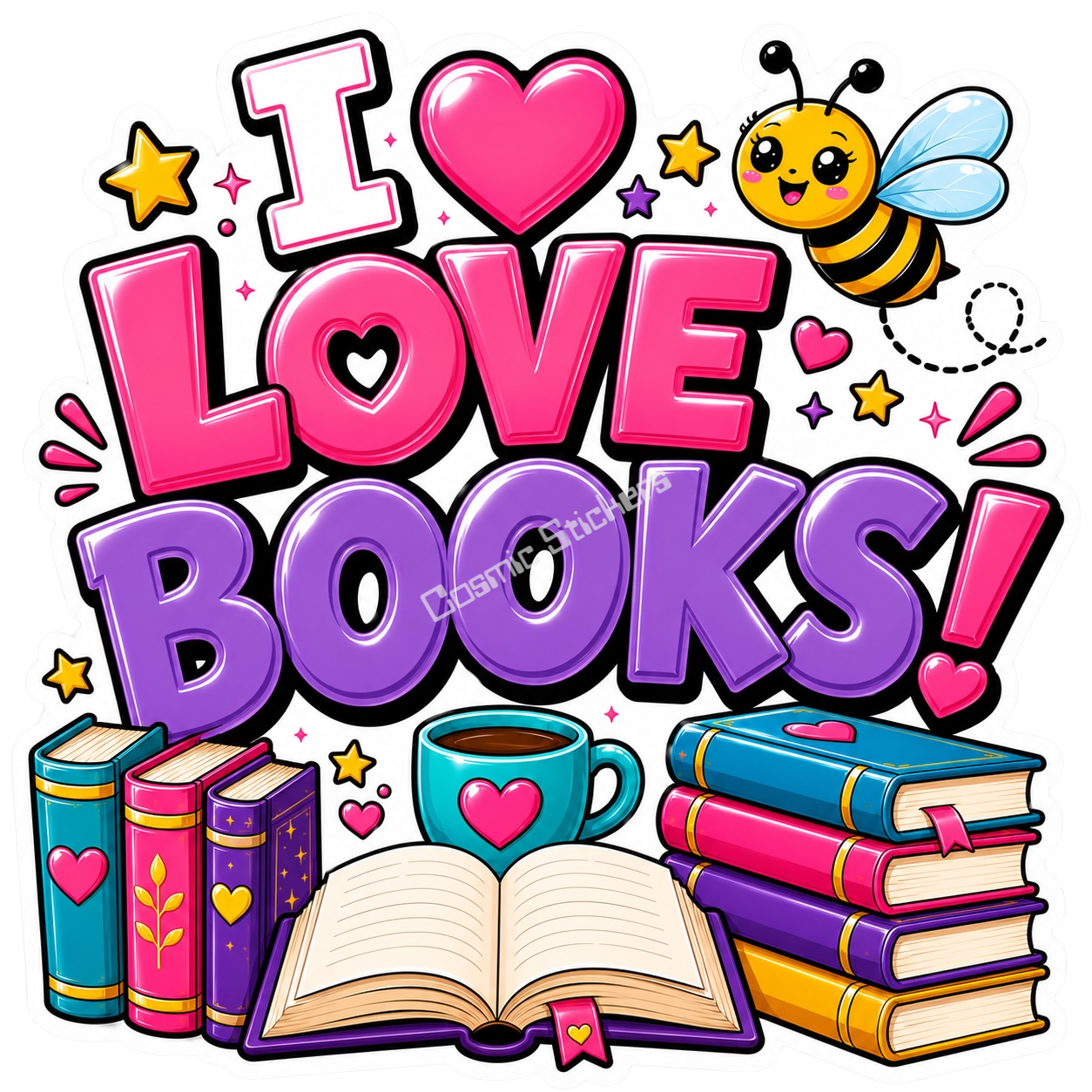 Cosmic Stickers - I Love Books
