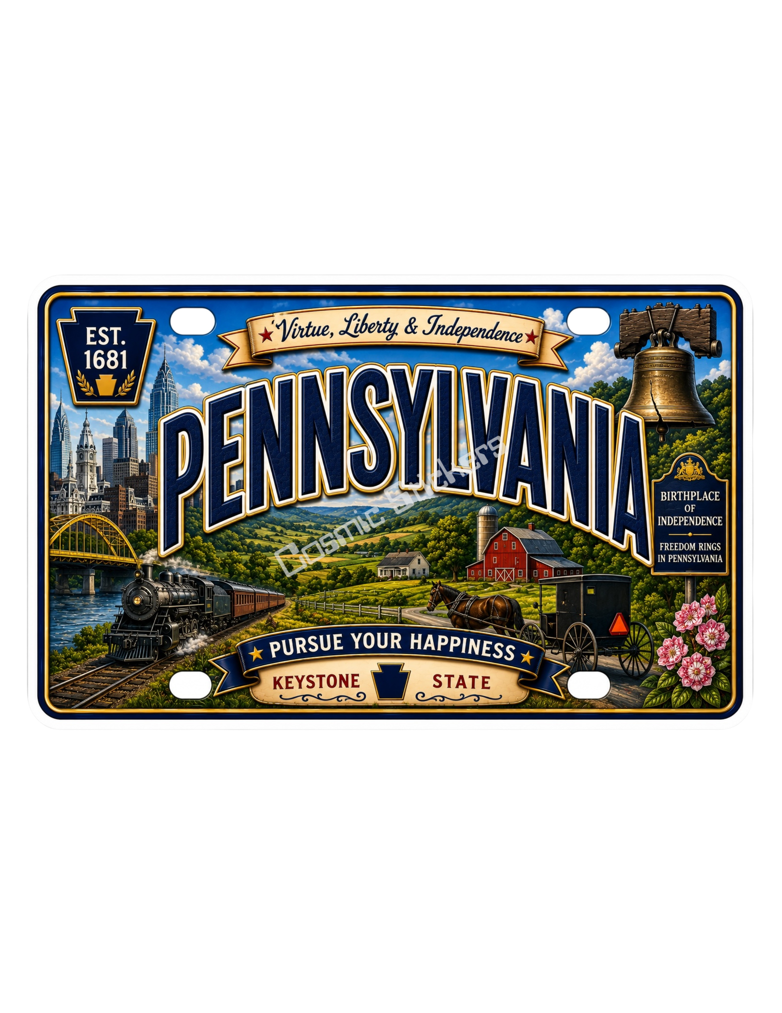 50 State License Plate Sticker Collection •PA•