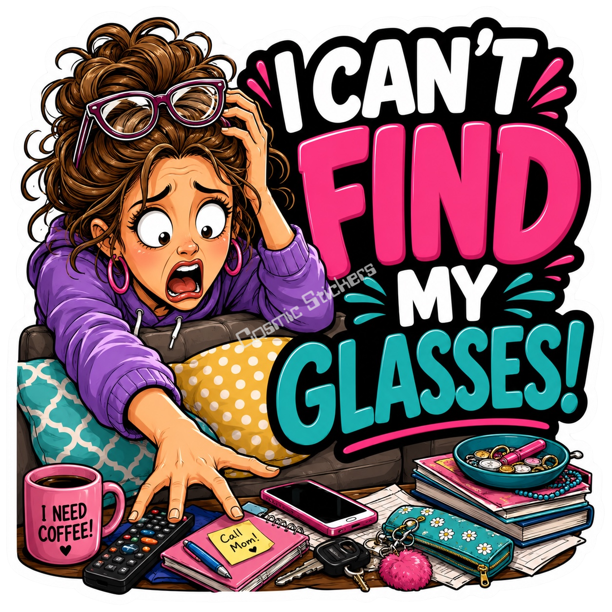 Cosmic Stickers - Woman Can’t Find My Glasses