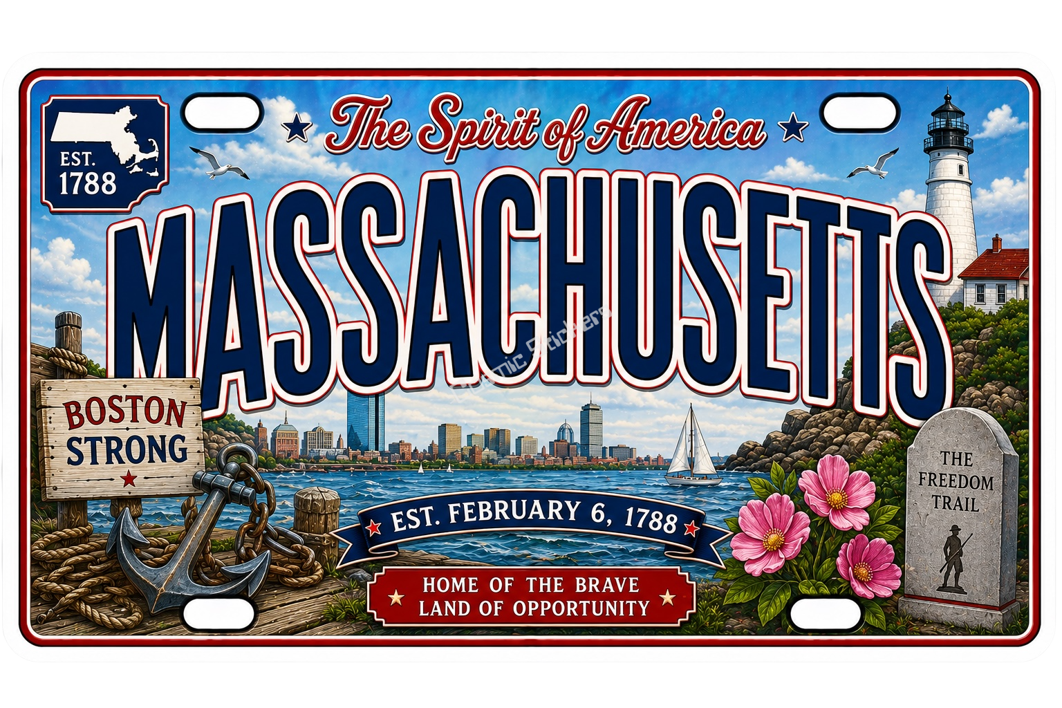50 State License Plate Sticker Collection •MA•