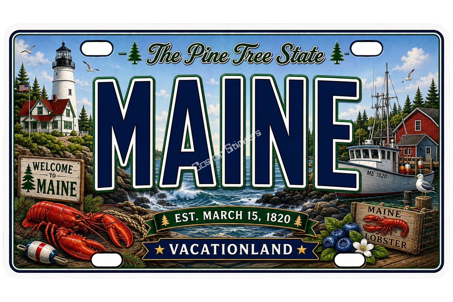 50 State License Plate Sticker Collection •ME•