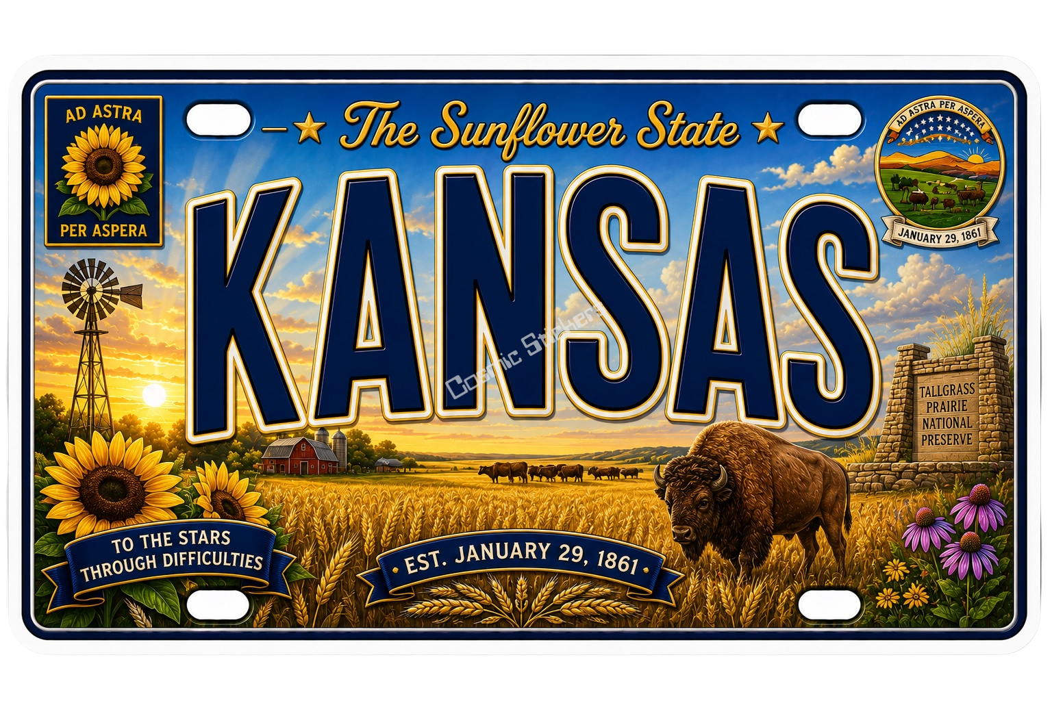 50 State License Plate Sticker Collection •KS•