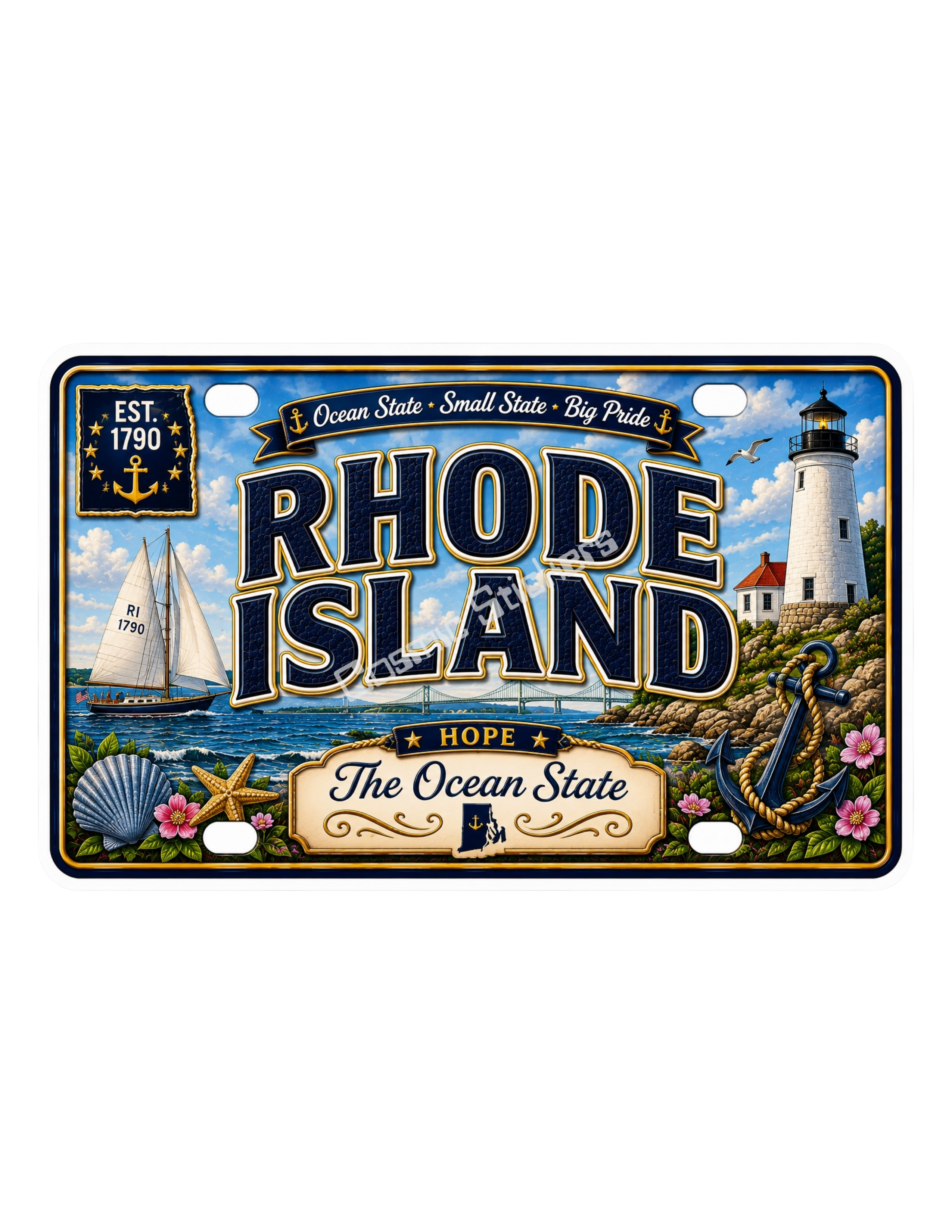 50 State License Plate Sticker Collection •RI•