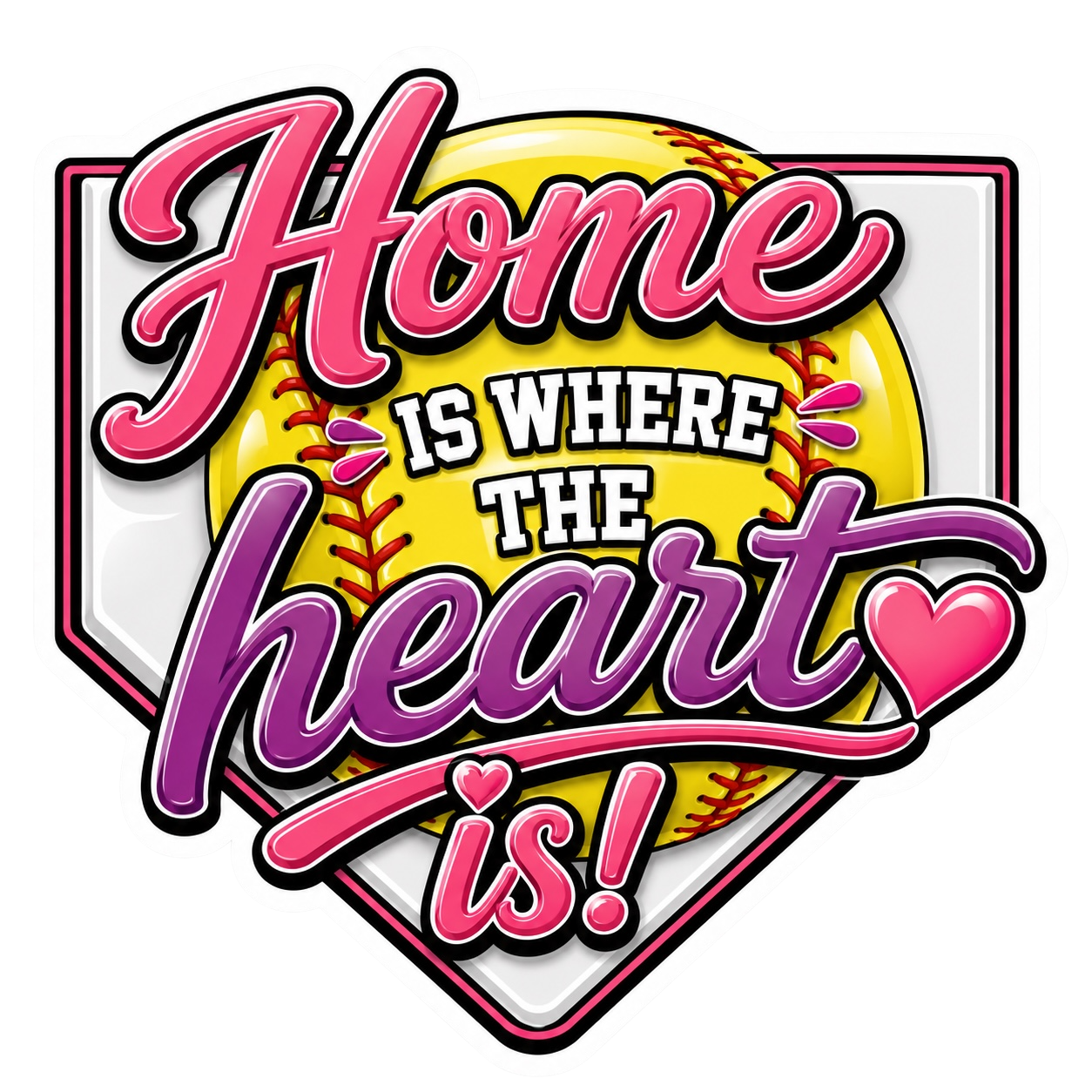Girls Softball - Home Is Where The Heart Is
